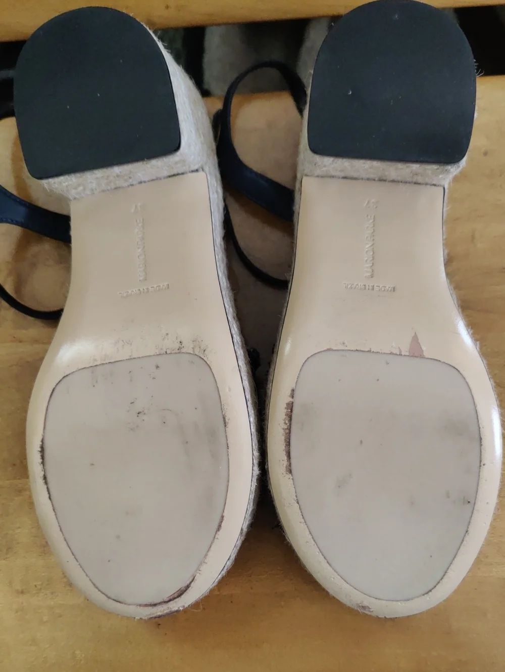 Marion Parke Frayed Denim Platform Espadrille Wedge Sandals Size 37